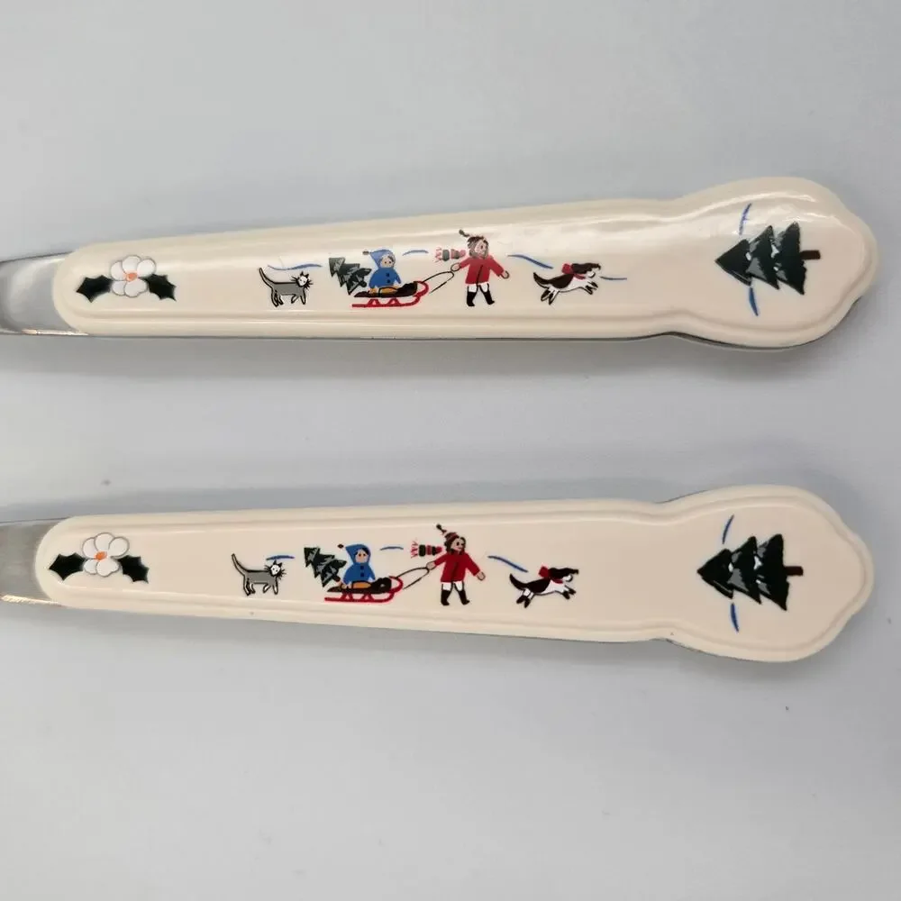 Two Pfaltzgraff Snow Village Stainless Steel Salad Fork Replacements
